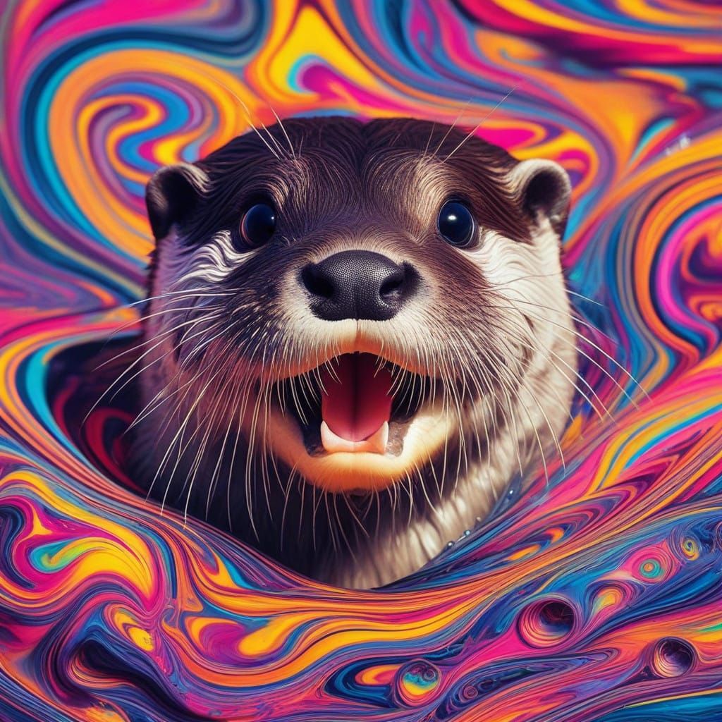 River Otter in Vibrant Liquid Hues