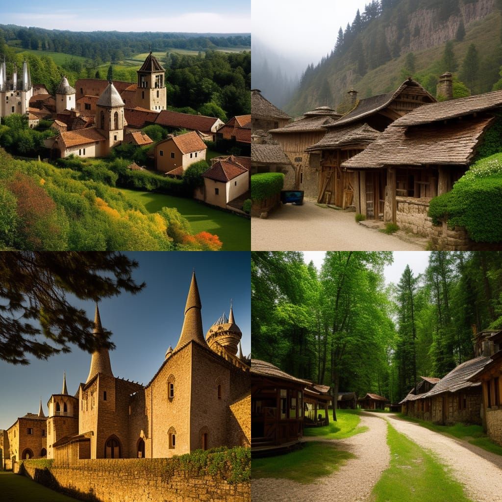 Epic Medieval Village Digital Matte Painting