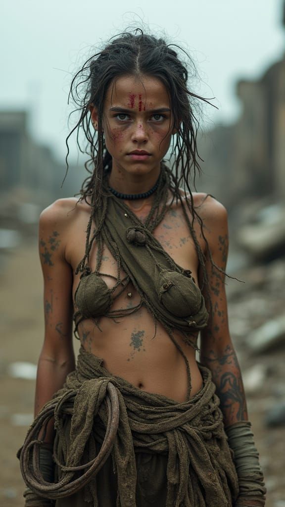 Wasteland Huntress in Post-Apocalyptic City