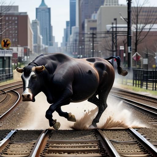 Bull spotted galloping down New Jersey train tracks