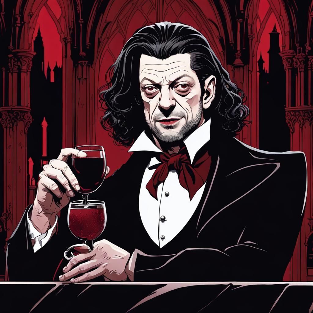 Dracula Portrait in a Gothic Setting
