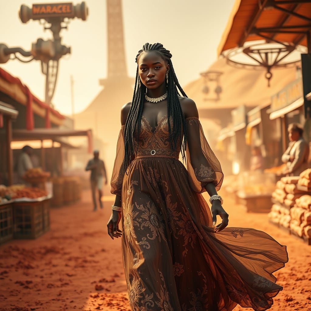 Stardust Braids: Woman in Mars Marketplace