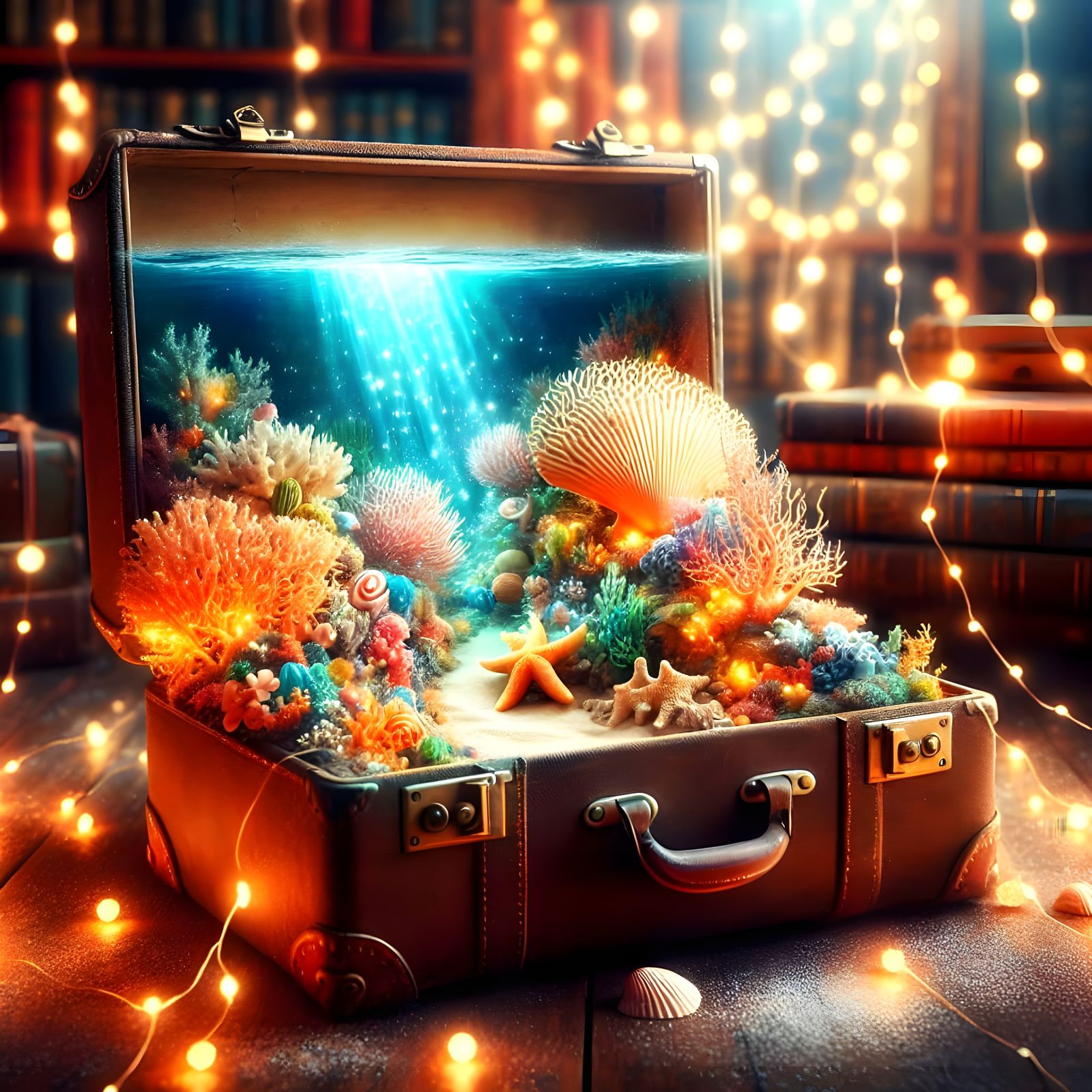 Vintage Suitcase Unveils a Dreamy Coral Reef Oasis