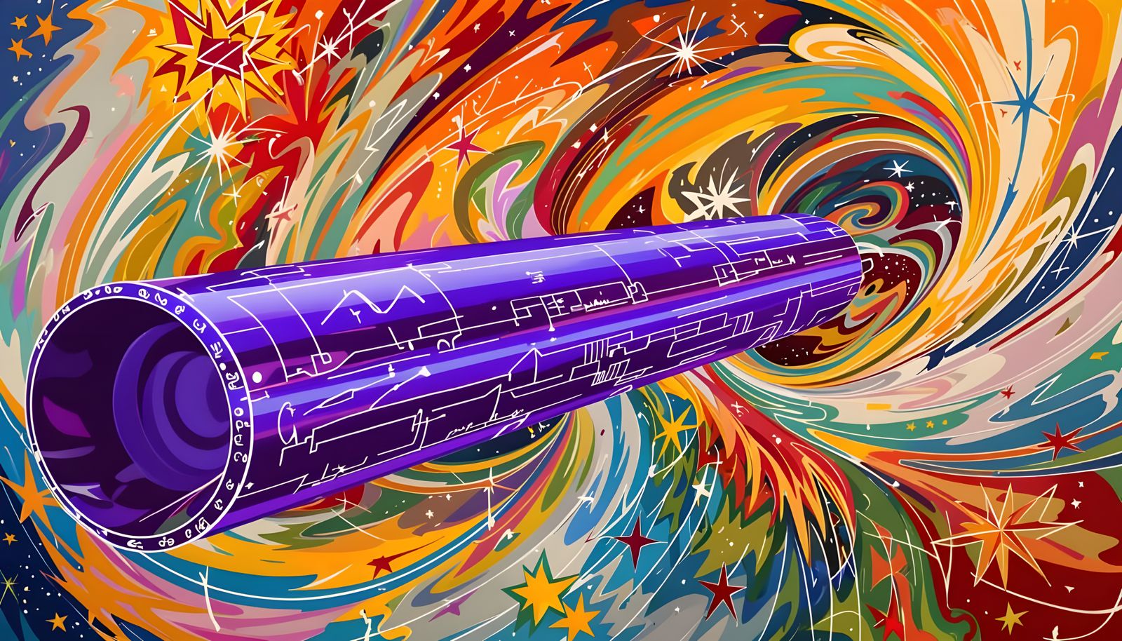 Whirling Cylinder in Surrealist Impasto Cosmos