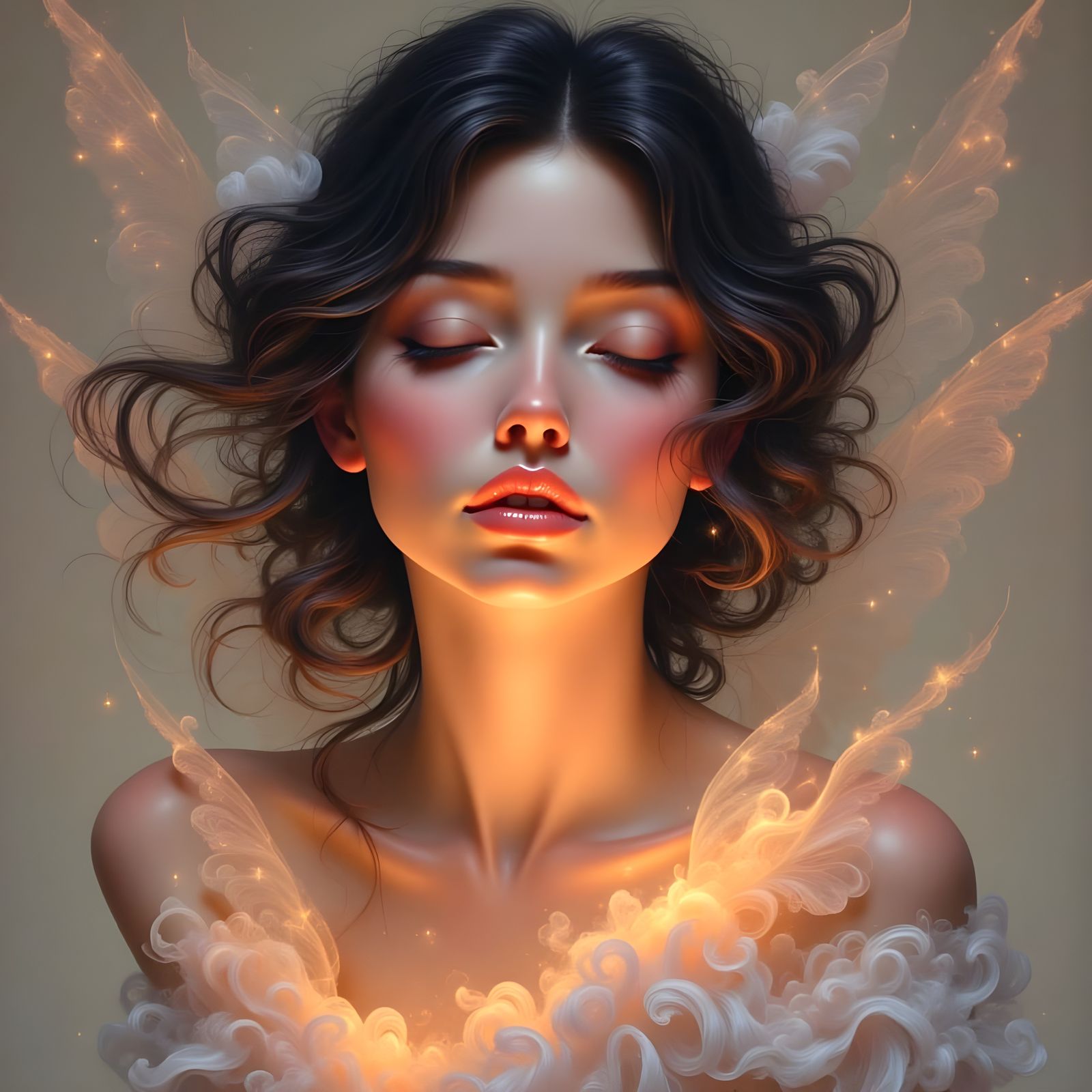 Fantasy Fairy Waking Up Close-up Portrait
