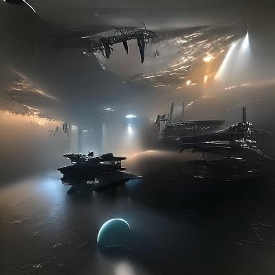 Futuristic Spaceship Soaring Through Space