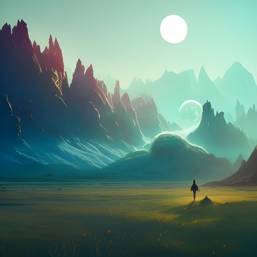 Alien Prince in Floral Valley Landscape