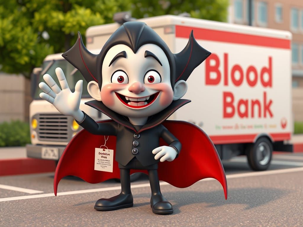 Adorable Vampire Mascot for Blood Donation Drive