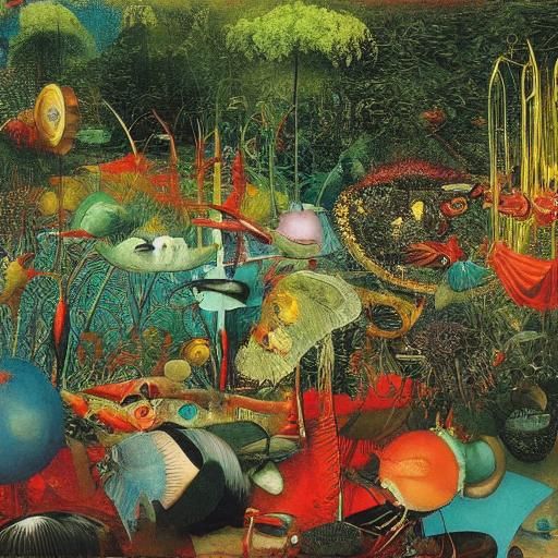 Fish on Bicycle: Abstract Expressionist Acrylic Painting