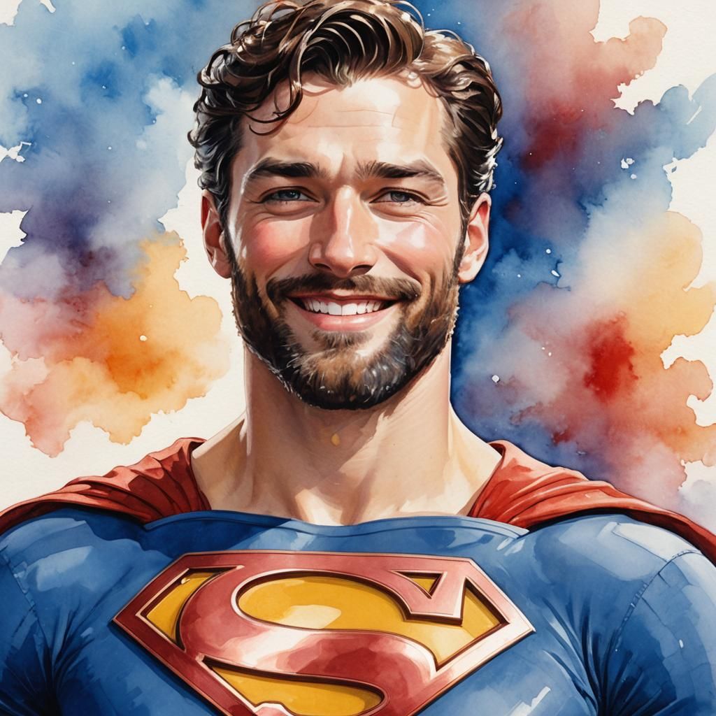 Superman in Art Nouveau Style with Golden Halo