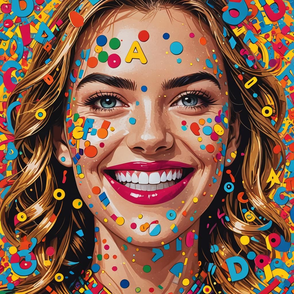 Pop Art Lady with ABC Teeth Screen Print