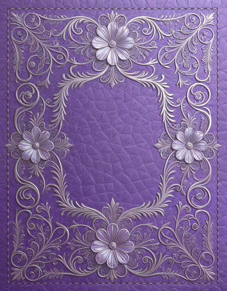 Luxurious Lavender Book Cover with Silver Floral Decorations