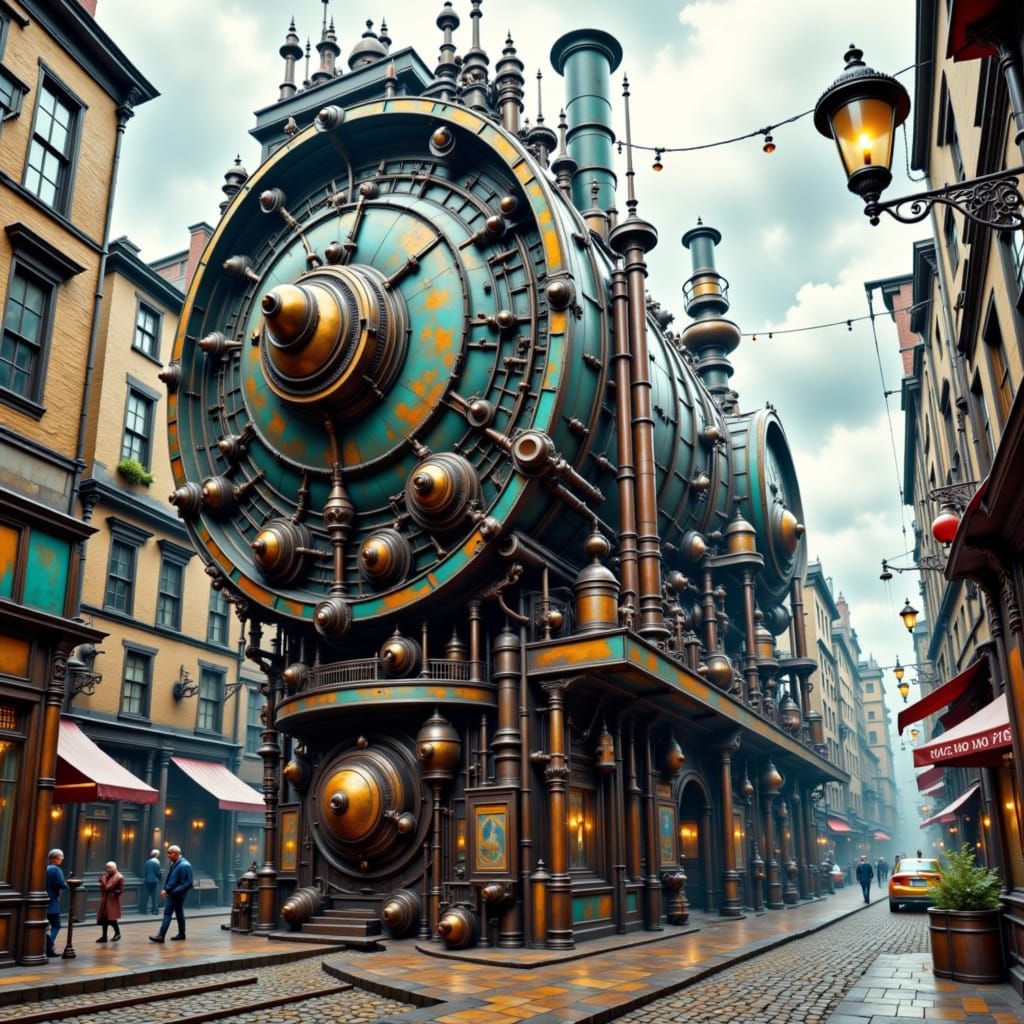 Massive Steam Engine in Urban Environment