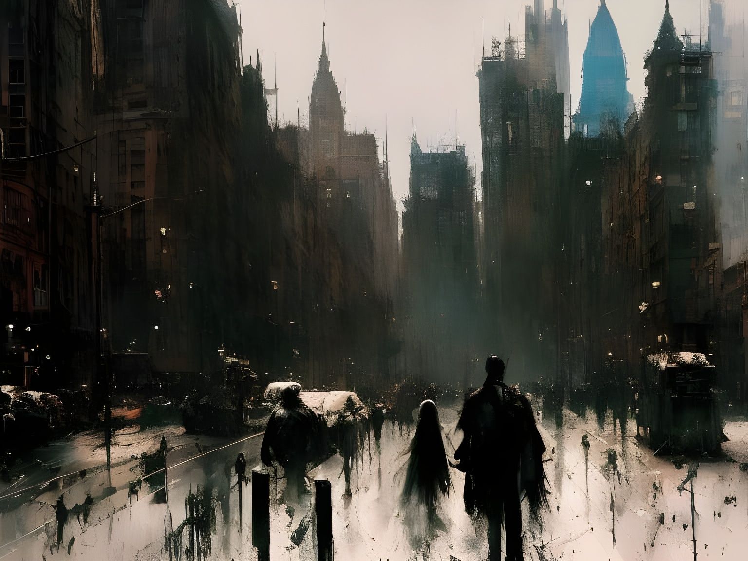 Shadow People in Goth Art Style