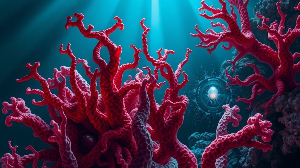 Eerie Bioluminescent Alien Coral Reef of Cosmic Horror