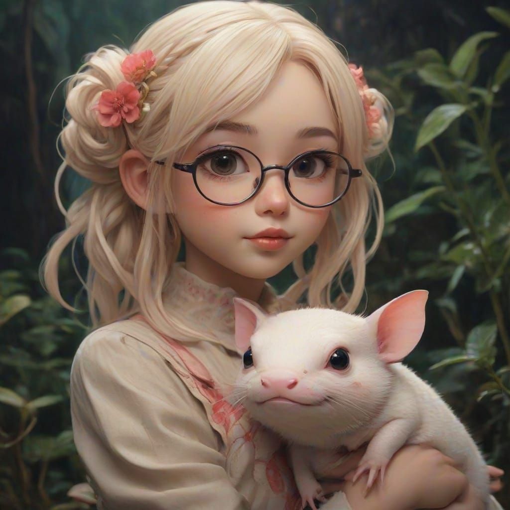 Dreamy Cartoon Axolotl Couple in Ethereal Harmony