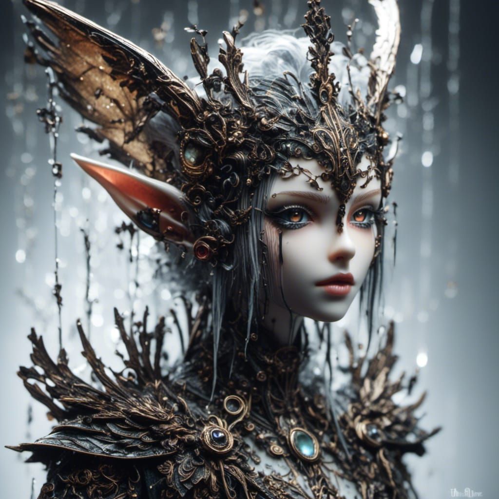 Whimsical Glass Elf Figurine with Enamel Details