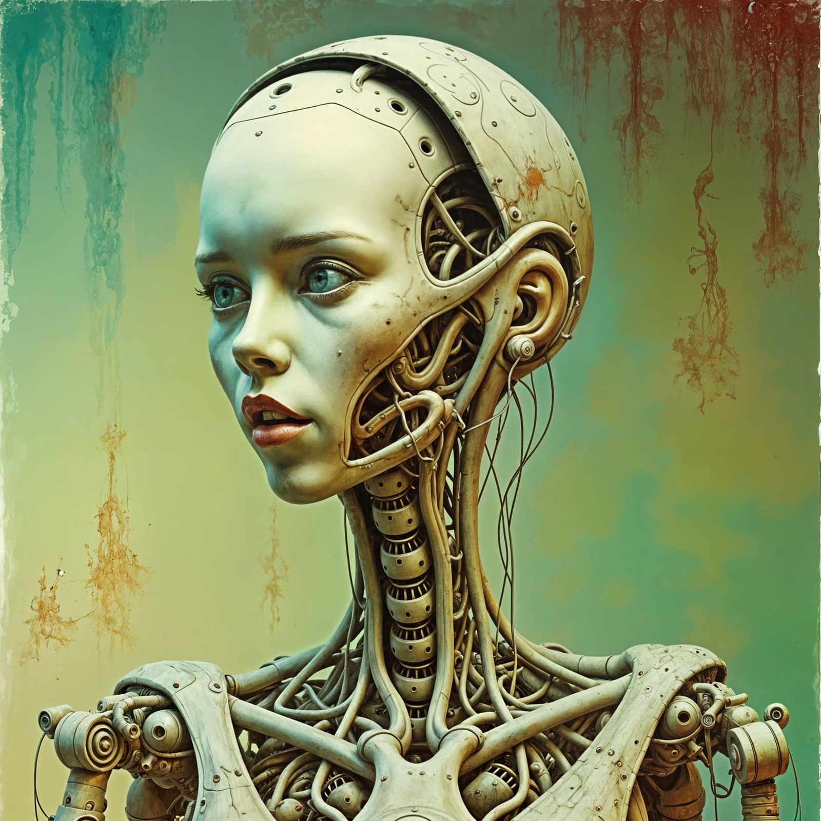 Abstract Robot Nurse in Surrealist Style