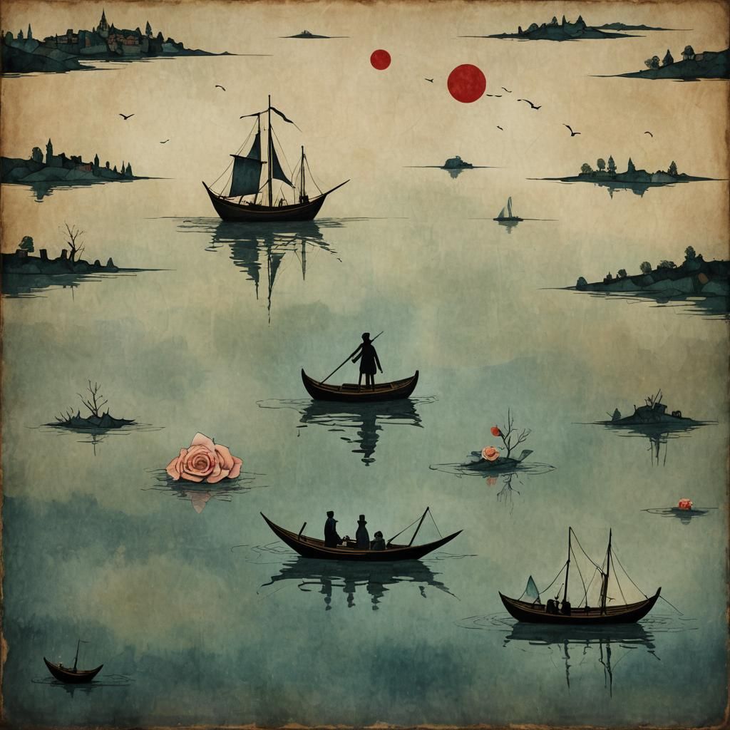 Abstract Painting with Steampunk and Hyperrealistic Elements