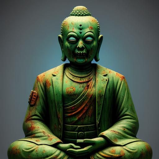 Cyberpunk Buddha Statue in Zombie Form
