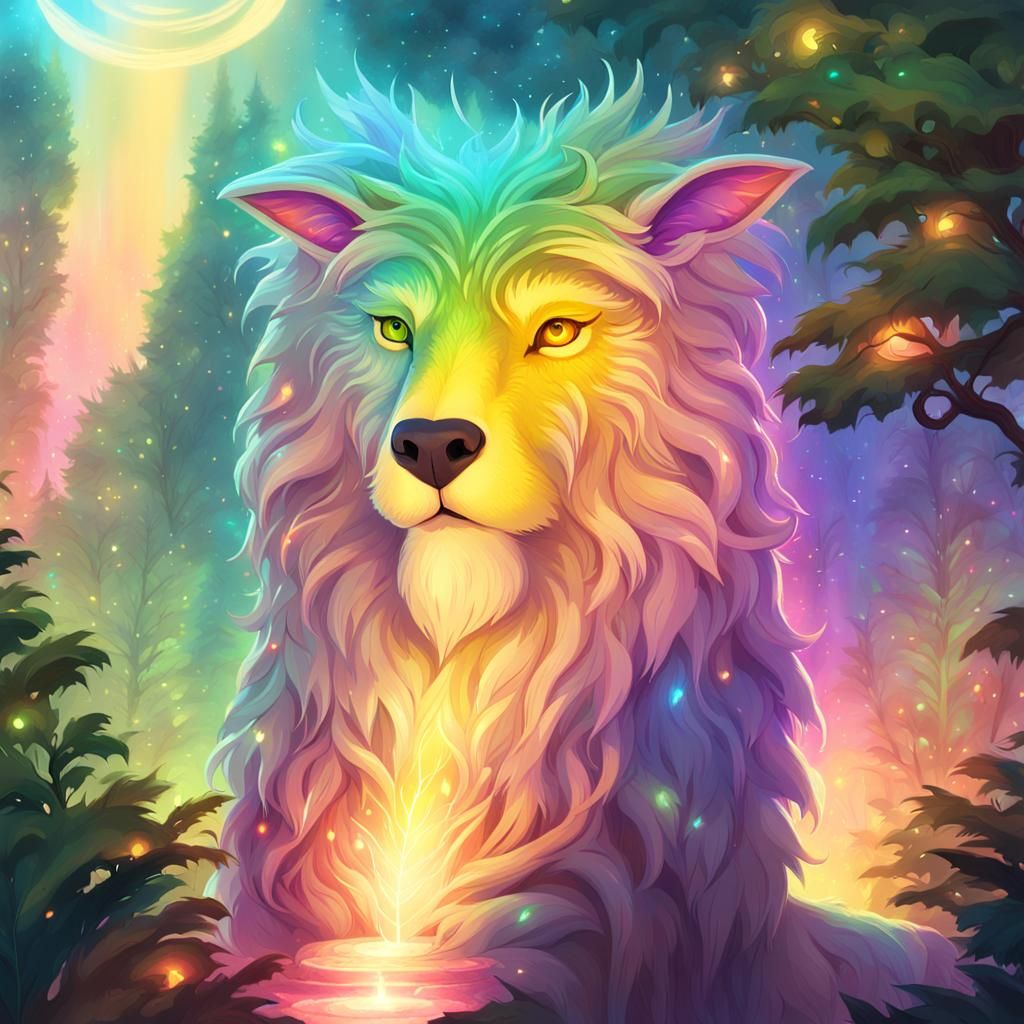Mythical Creature Benji in Iridescent Forest