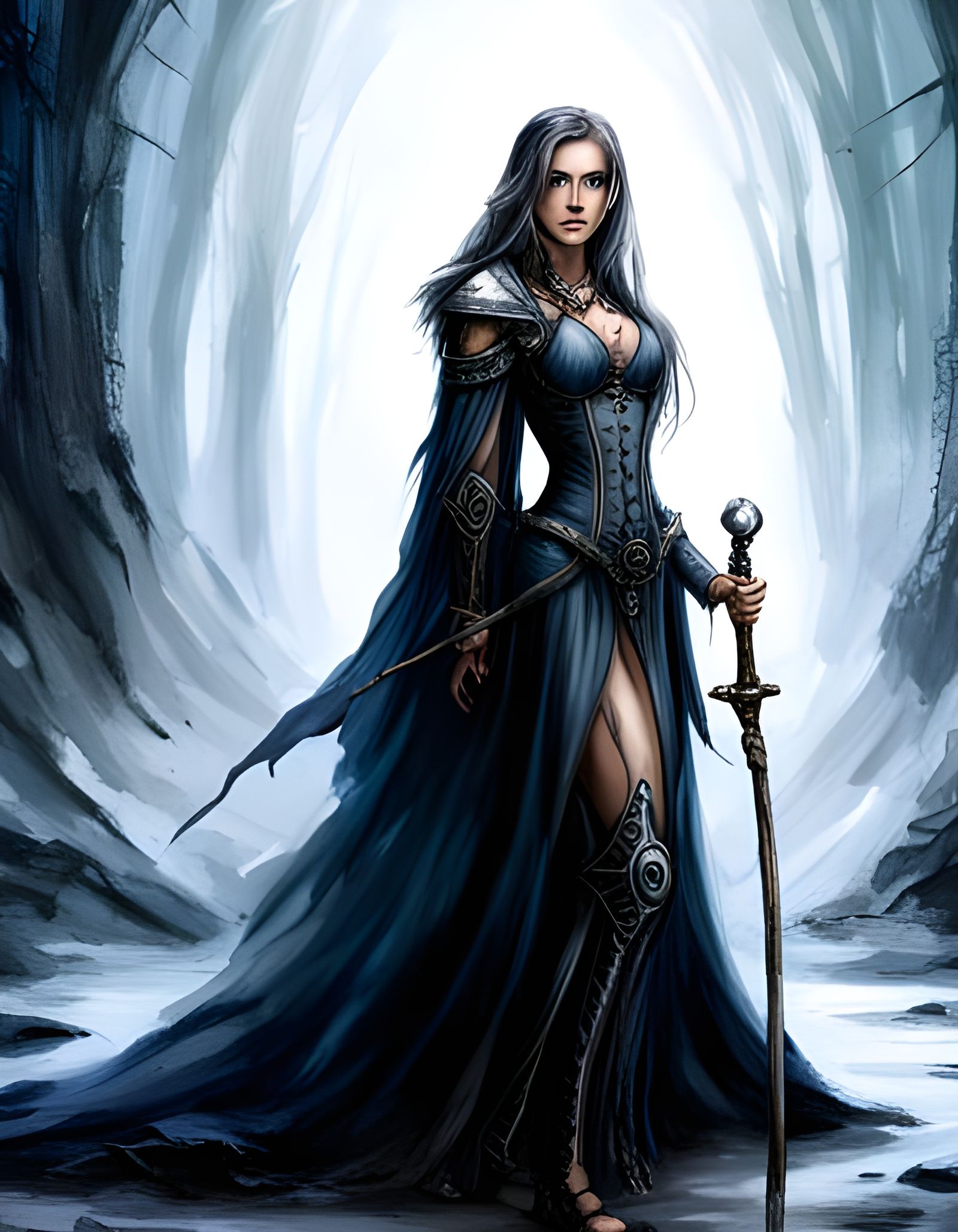 Female Wizard in Dungeon, Luis Royo Style
