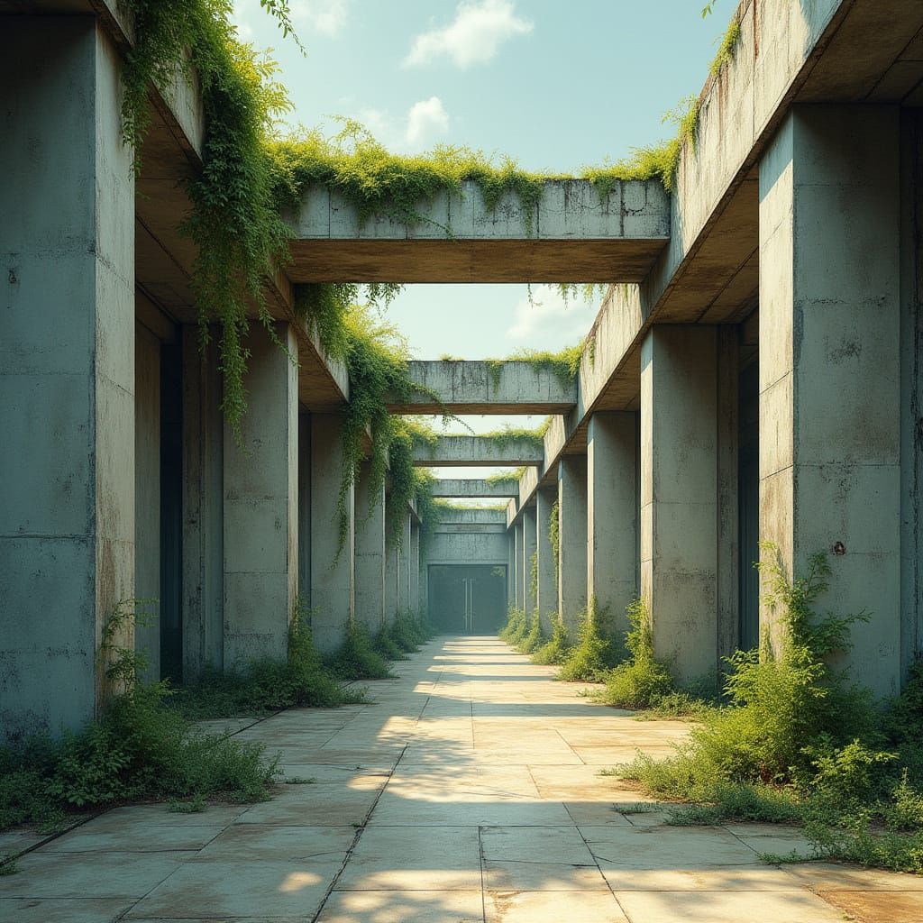 Brutalist Structures Reclaimed by Nature
