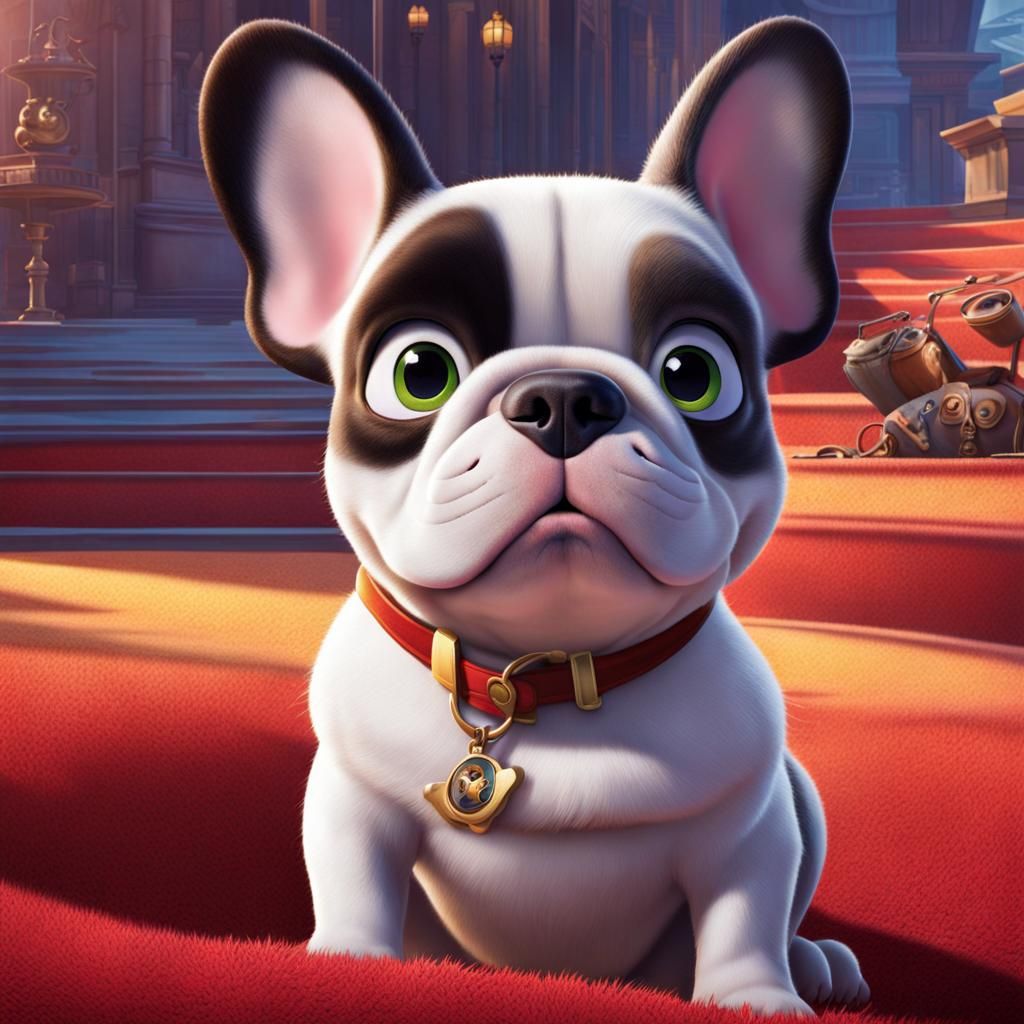 French Bulldog in Disney Pixar Movie Poster