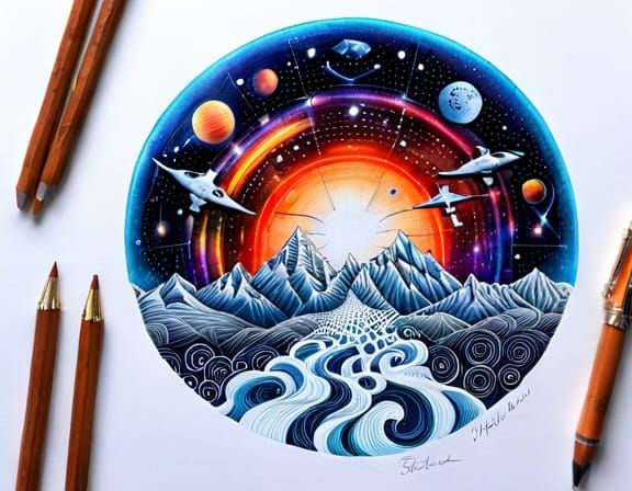 Fractal Metatron Cube with Zodiac and Earth Elements