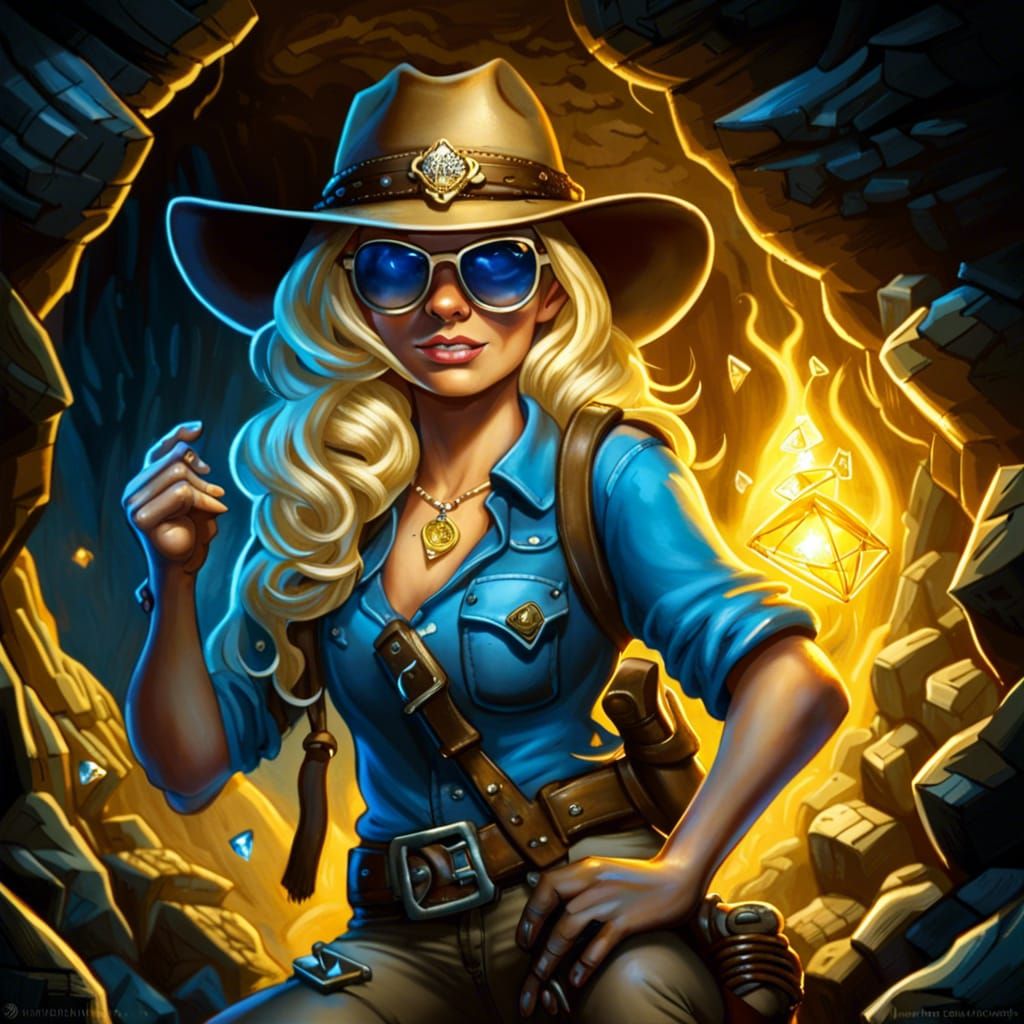 Female Smurf Finds Treasure in a Dark Cave