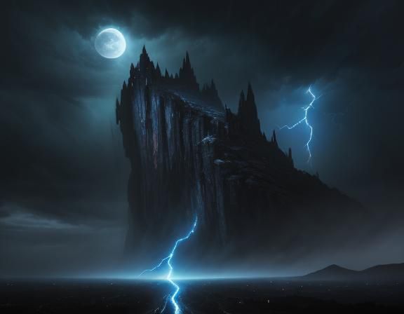Dark Sorcerer Conjuring Storm, Digital Matte Painting