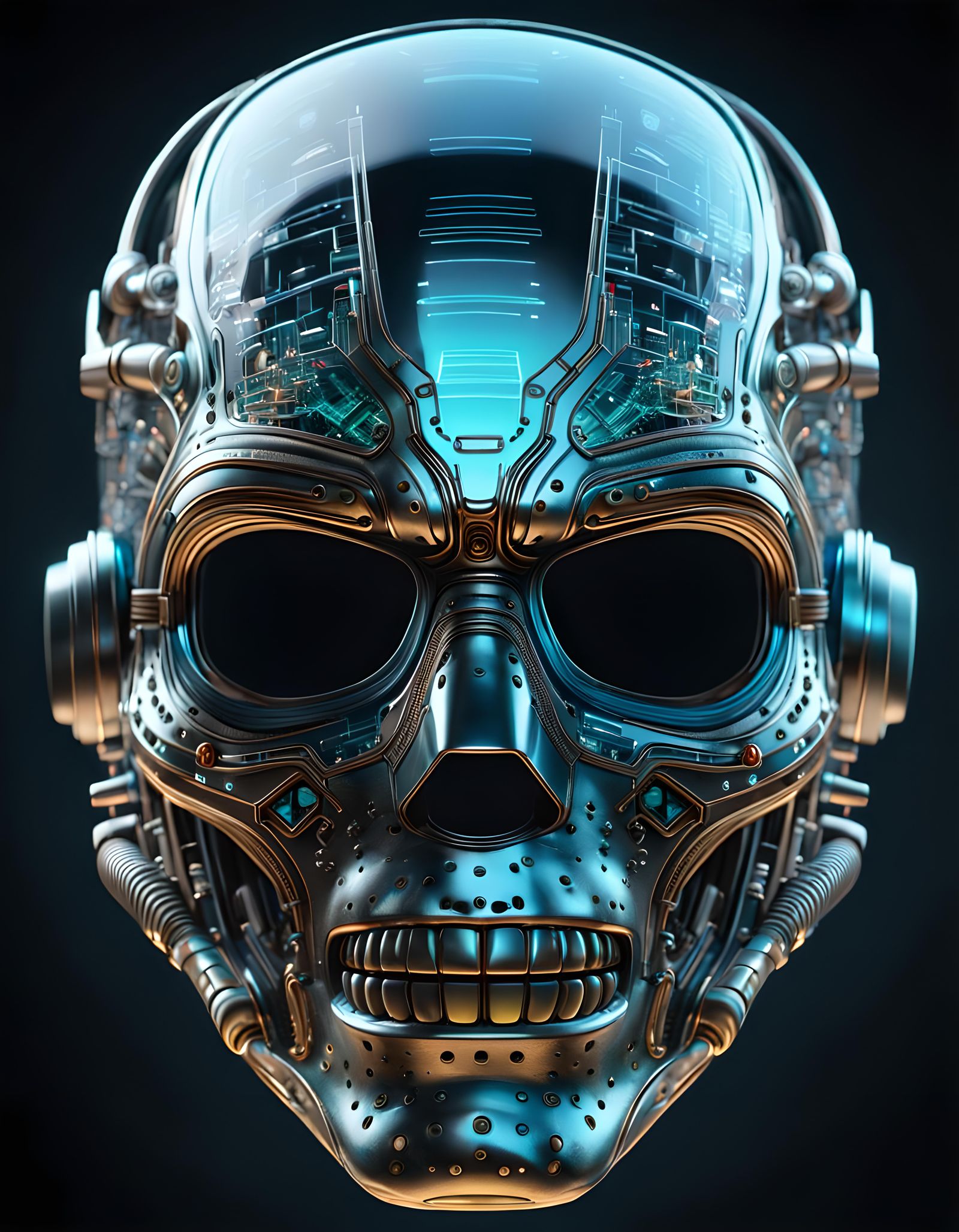 Futuristic Glass Mask with Alien Technology, Hyperrealistic ...