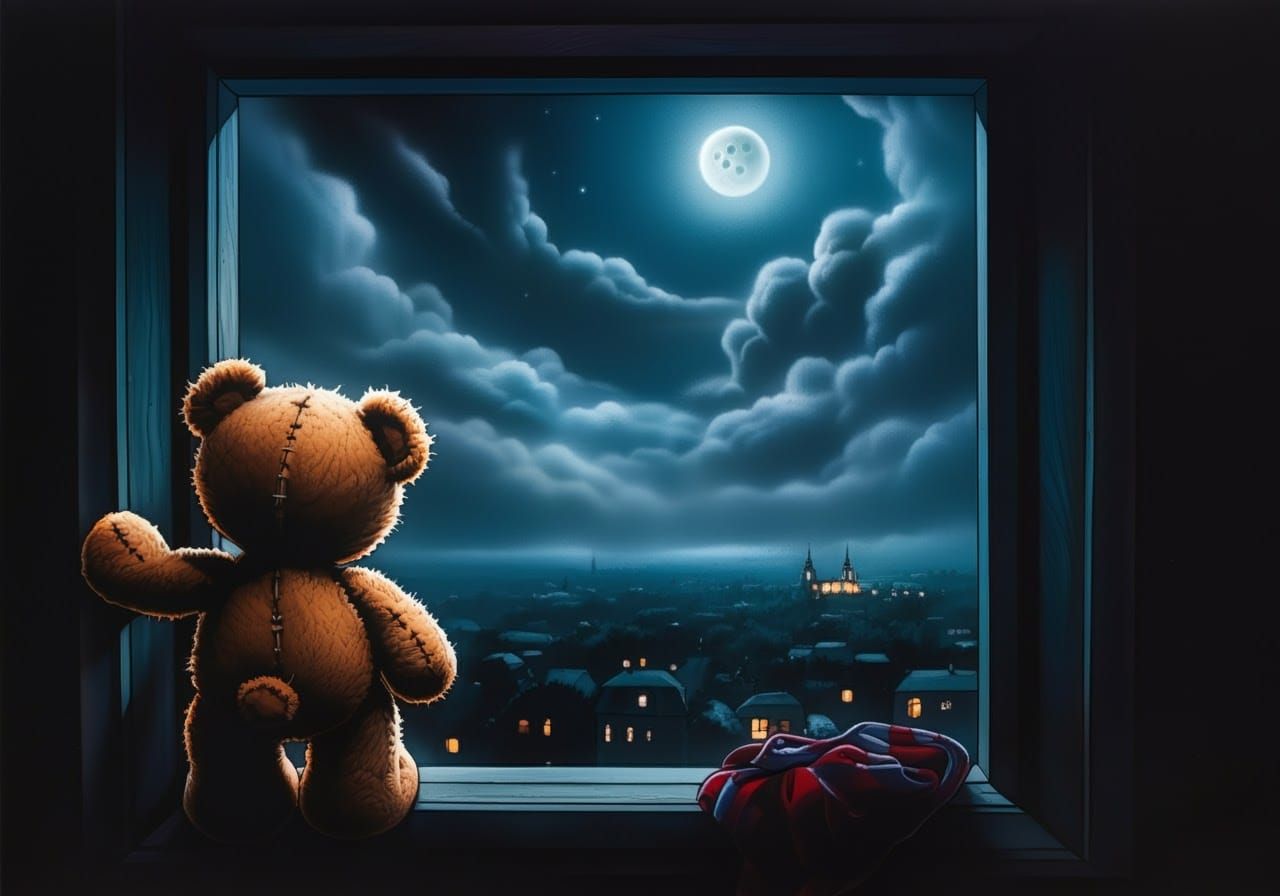 Image: Teddy at the window.  2
