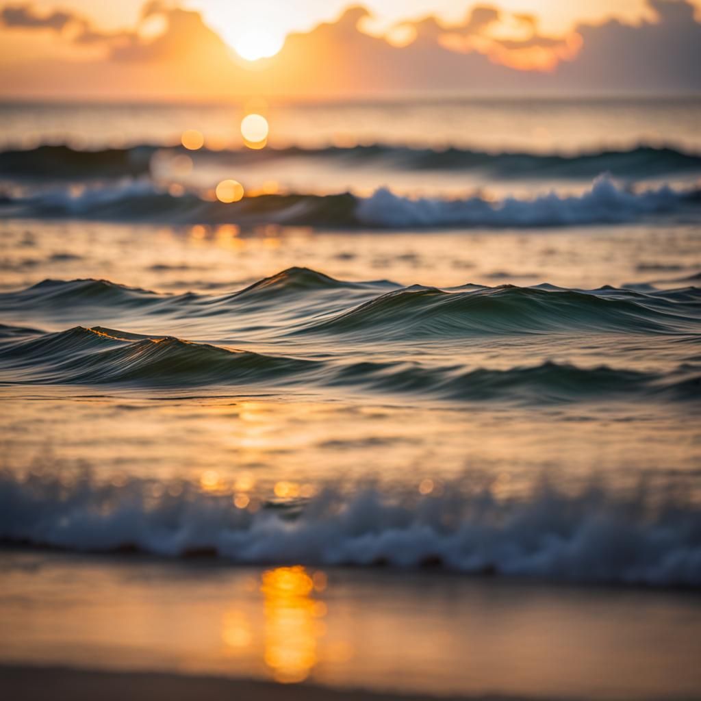 Sunset Over Calm Caribbean Waves: Photography