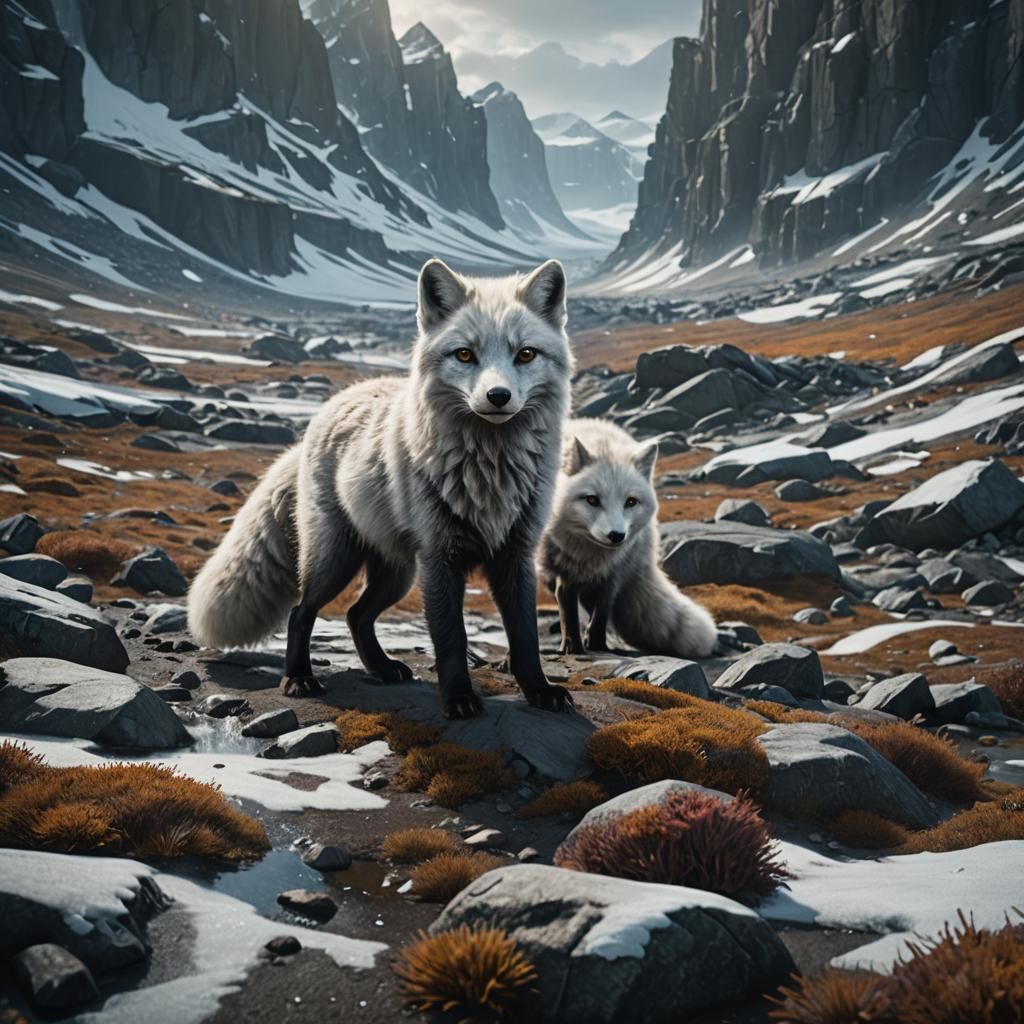 Arctic Fox in Detailed Fantasy Concept Art