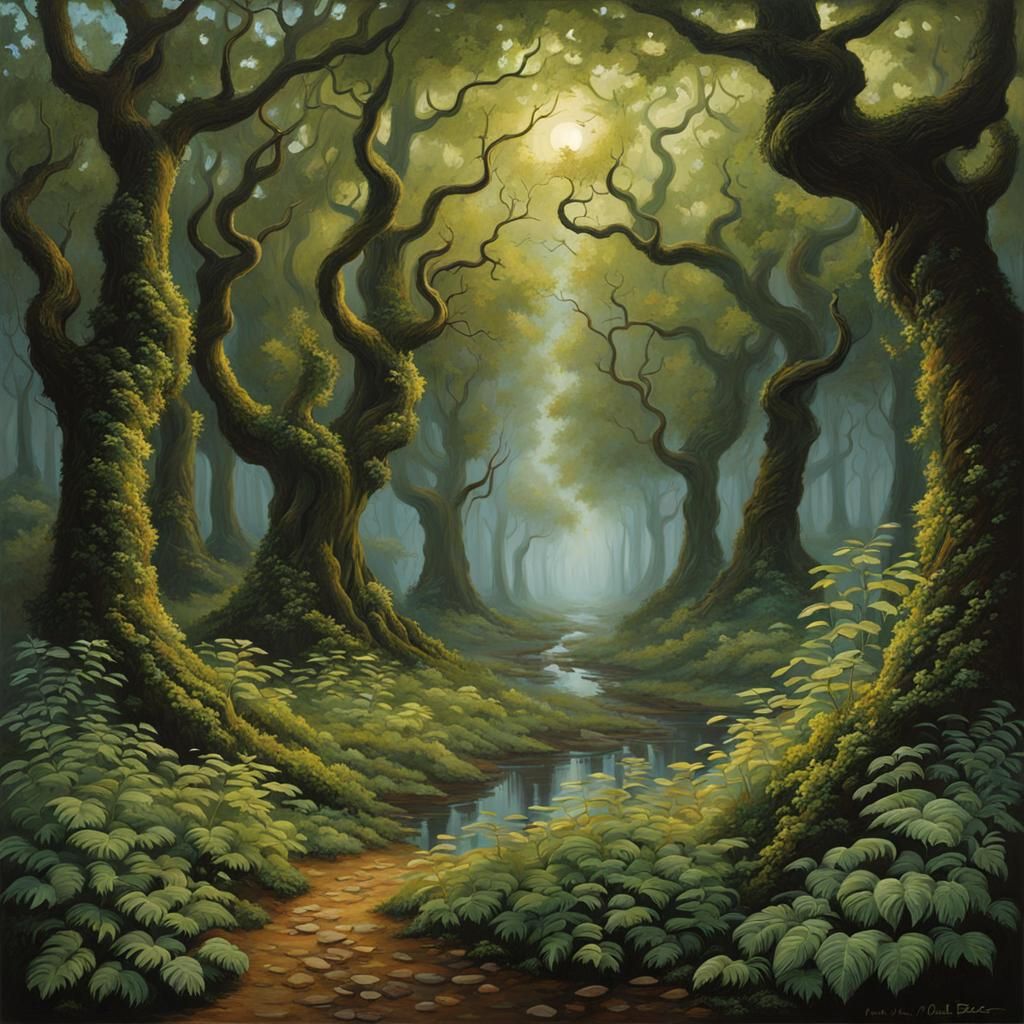 Eldritch Forest in Realistic Painting Style