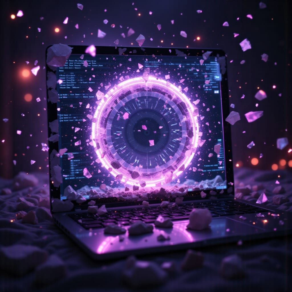 Surreal Crystal Laptop Freeze: User Despair