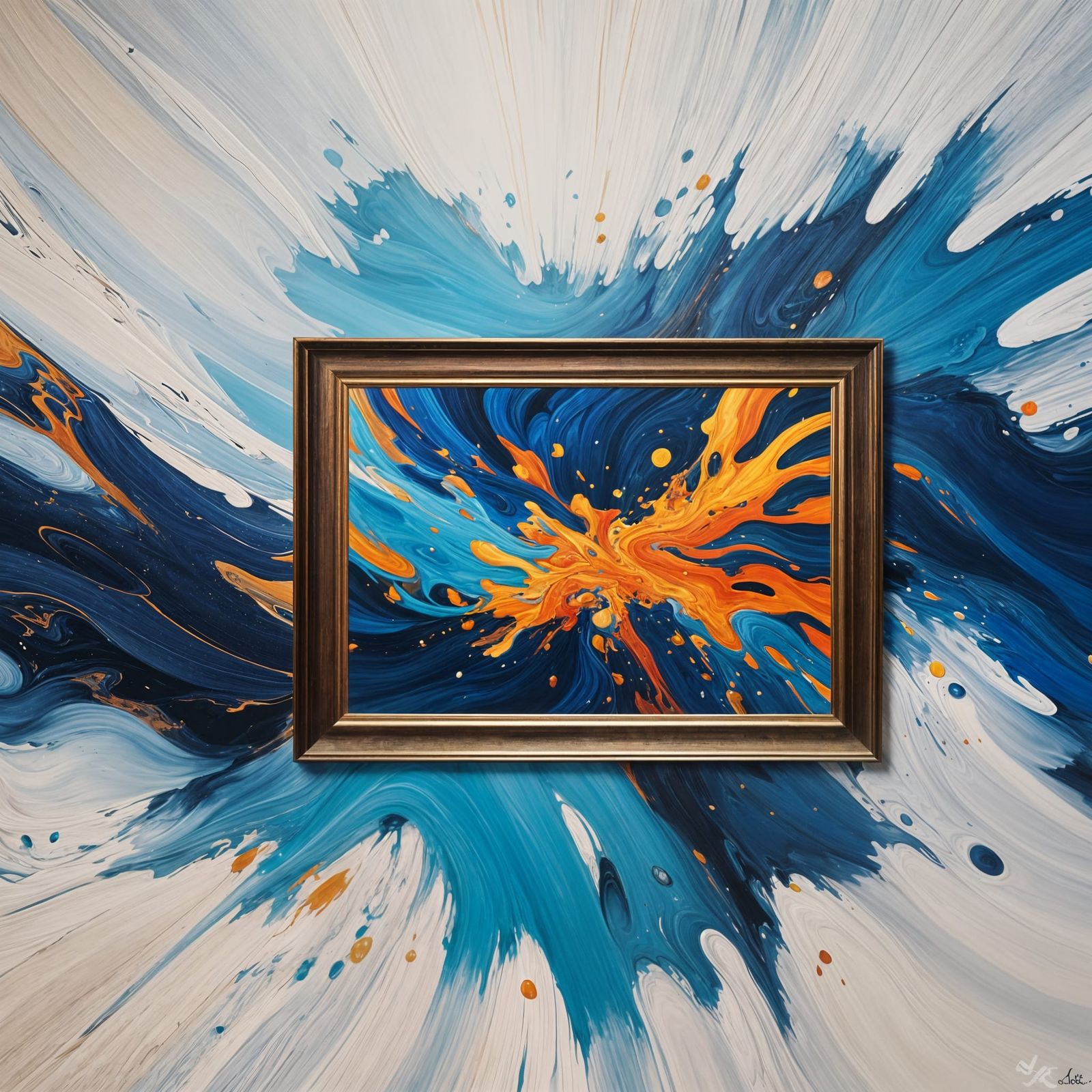 Abstract Expressionist Painting Bursts From Frame