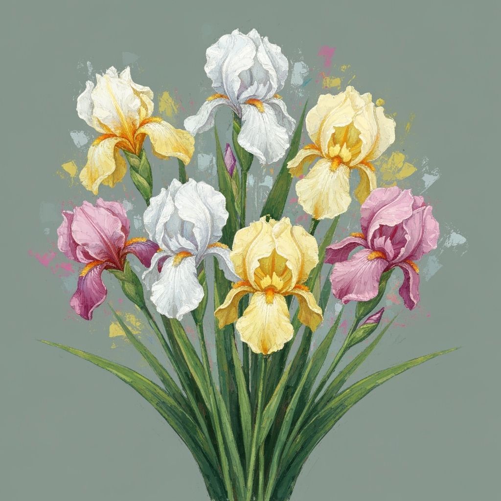 Pastel Irises in Impressionistic Abstract Style