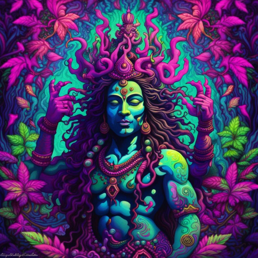 Dancing Shiva in Psychedelic Fractal Forest