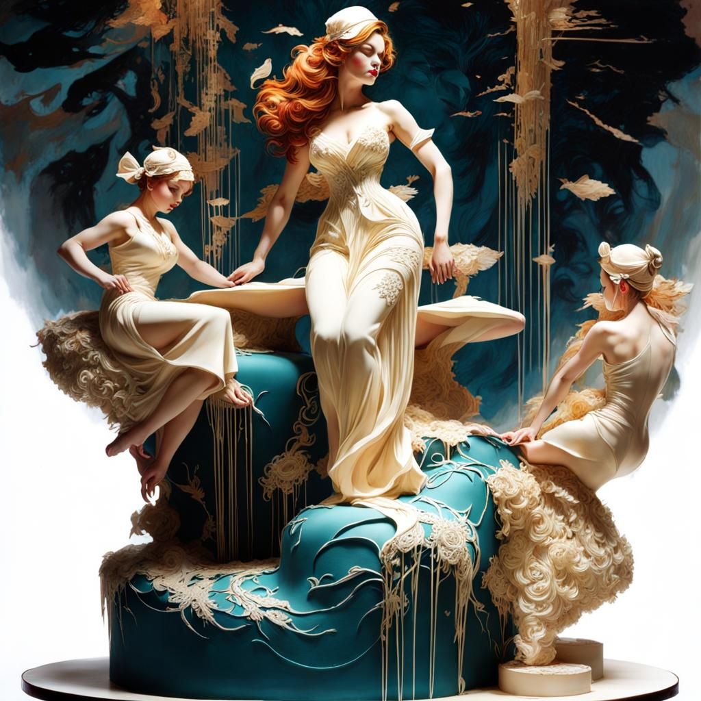 Cake Sculpture with 3D Shading and Sparkling Details