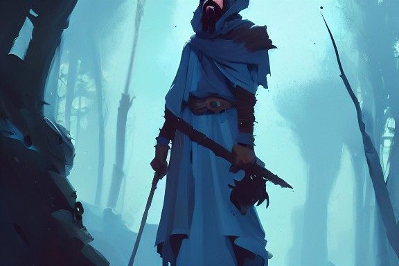 Dark Druid with Glowing Staff, Digital Painting