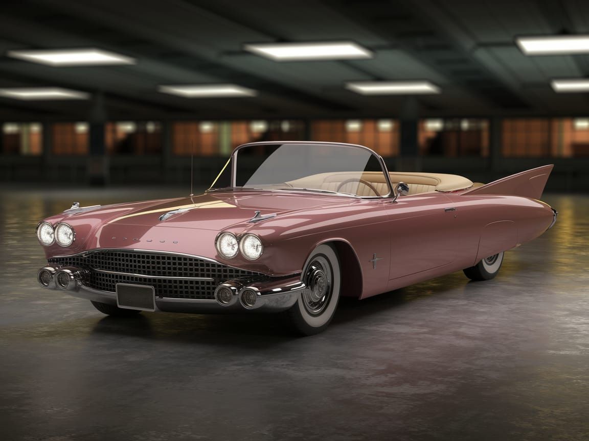 Retro-Futuristic 1950s Luxury Convertible in 3D Render