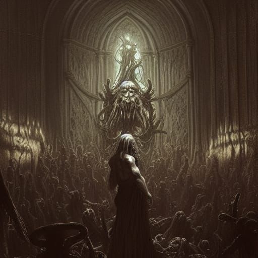 Horrifying Stitched Monstrosity Worship Scene