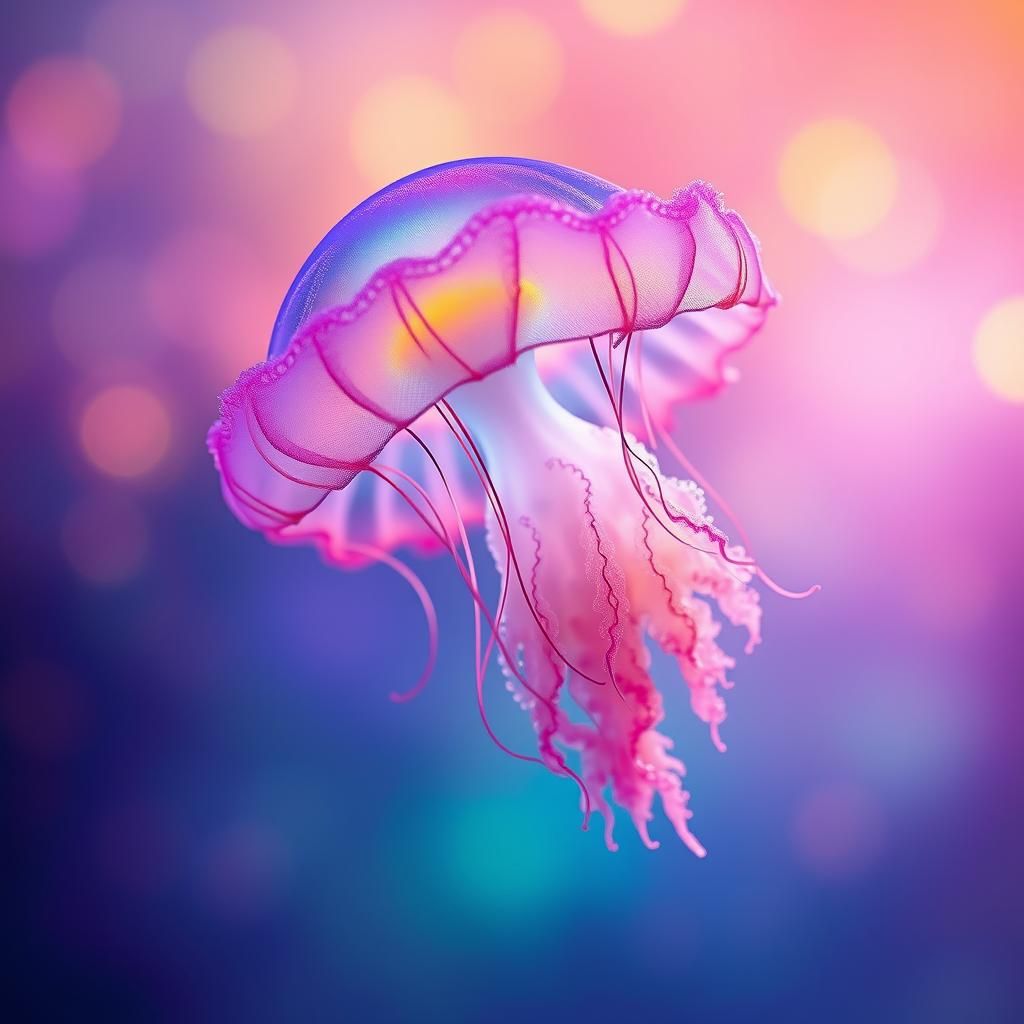 Rainbow Jellyfish Concept Art in Hyperrealistic Detail