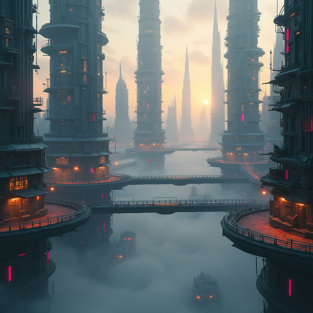 Futuristic Metropolis: Dystopian Cityscape in Digital Art