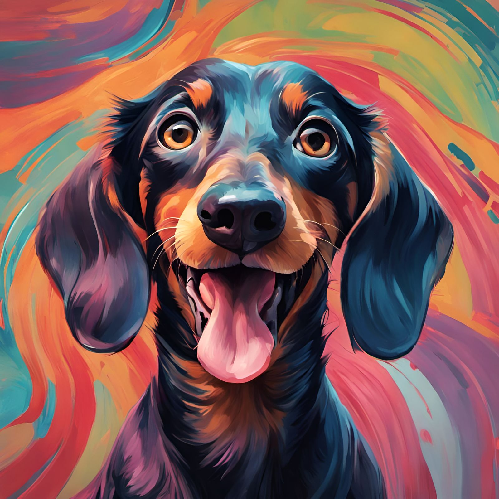 Dachshund's Scream: Hyperdetailed Art Nouveau Portrait