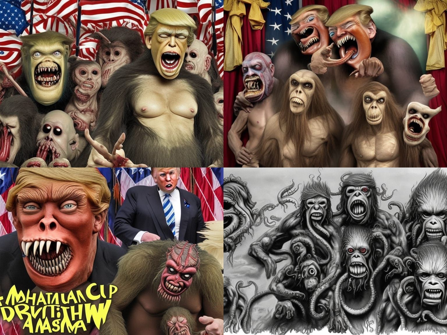 Grotesque Horror Freak Show with Mutant Apes