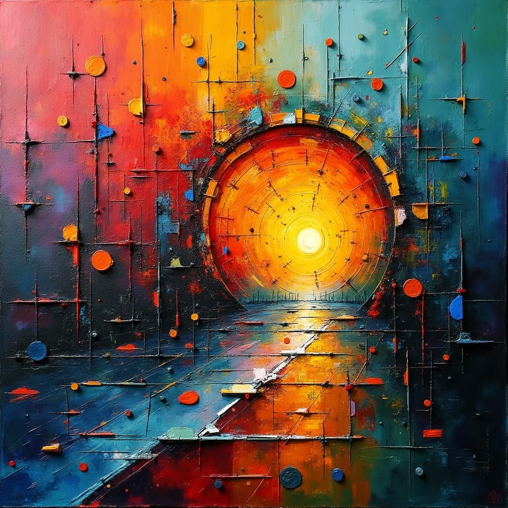 Vibrant Cubist Vortex in Dynamic Abstraction