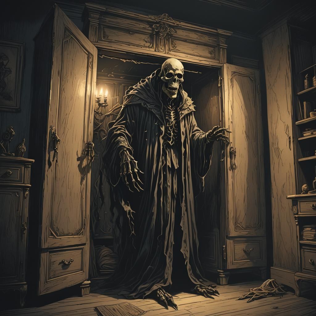 Eerie Monster Hiding: Dark Fantasy Illustration